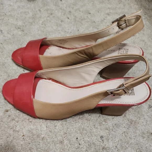 Anne Klein Red and Tan Open-Toe Sandals - Picture 2 of 4